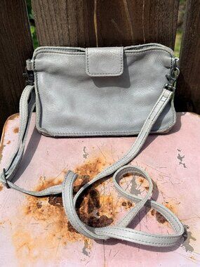 Rock Paper Scissors Gray Leather Small Crossbody Bag